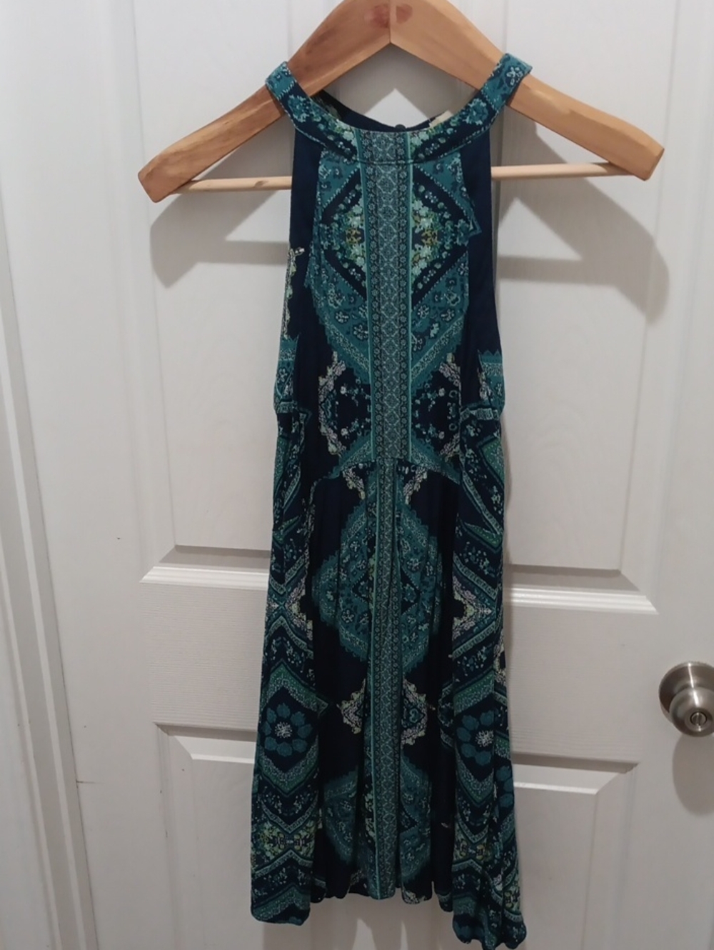Altar'd State Teal and Navy Printed Mini Dress
